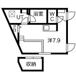 プリシェール名塚 ワンルームの間取図画像