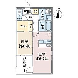 スプリングフィールド柳原 1LDKの間取図画像