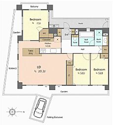アーバンビュー湘南辻堂サウスヴィラ 3LDKの間取図画像