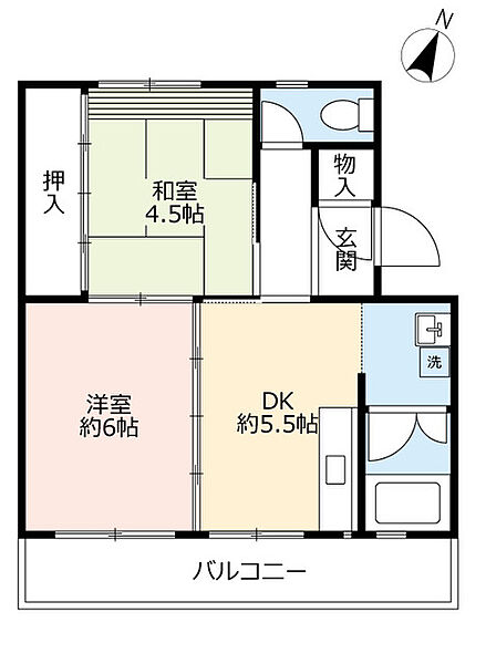 UR江南 ｜愛知県江南市藤ケ丘3丁目(賃貸マンション2DK・5階・42.10㎡)の写真 その2