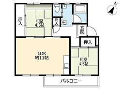 UR都市機構江南団地57棟 2LDKの間取図画像