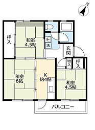 UR都市機構江南団地92棟 3Kの間取図画像