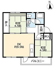 UR都市機構江南団地16棟 2DKの間取図画像