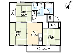 UR都市機構江南団地92棟 3DKの間取図画像
