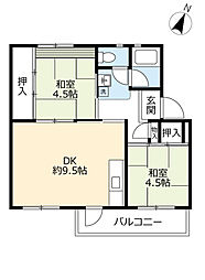 UR都市機構江南団地40棟 2DKの間取図画像