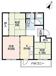 UR都市機構江南団地79棟 3Kの間取図画像