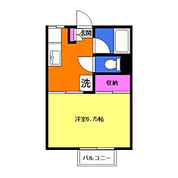 パレス小沢1 1Kの間取図画像