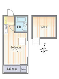 ダイヤモンド坂本 1階ワンルームの間取り