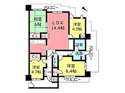 アクアパークCITY岸和田南4番館 4LDKの間取図画像