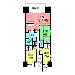 シャルマンフジスマート東岸和田駅前 3LDKの間取図画像
