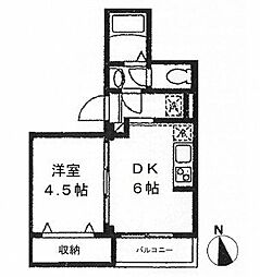 ビューノナガサカ八広4 1DKの間取図画像