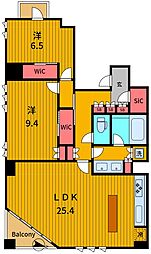 サンウッド青山 3階2LDKの間取り