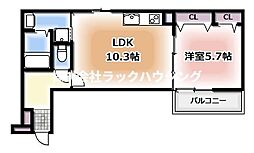 京阪本線 寝屋川市駅 徒歩16分の賃貸アパート 3階1LDKの間取り