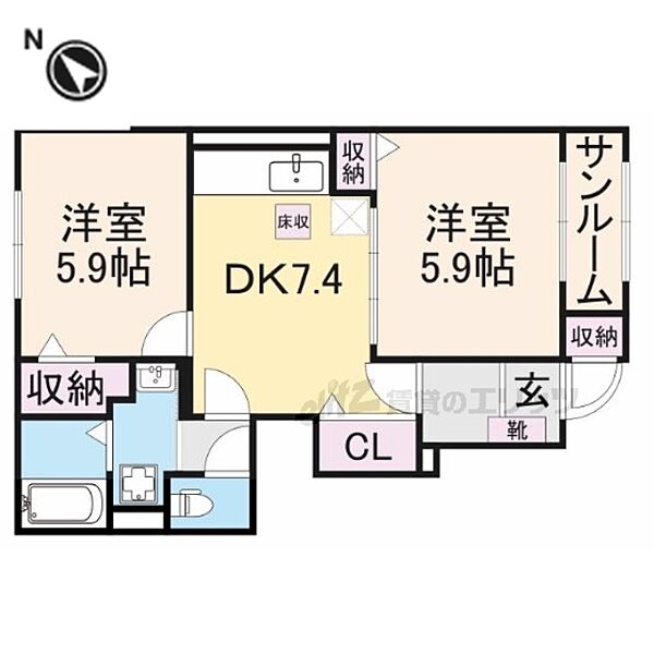 アルモニーハイツII 102｜京都府舞鶴市天台新町(賃貸アパート2DK・1階・51.06㎡)の写真 その2