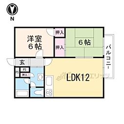 白樫 1階2LDKの間取り