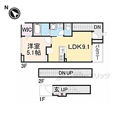ノバ 2階1LDKの間取り