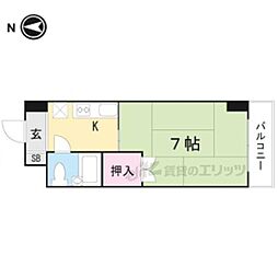 福知山SEIWAマンション 2階1Kの間取り