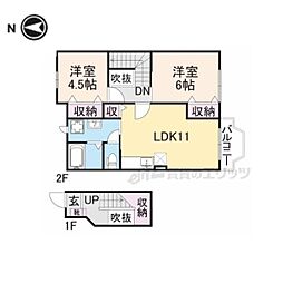 京都丹後鉄道宮豊線 与謝野駅 バス10分 加悦谷高校前下車 徒歩2分の賃貸アパート 2階2LDKの間取り