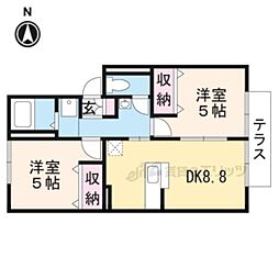 メゾンふじII 1階2DKの間取り