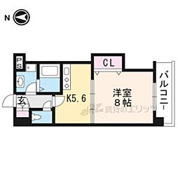 JR山陰本線 馬堀駅 徒歩2分の賃貸マンション 2階1DKの間取り
