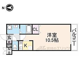 ラピス 1階1Kの間取り