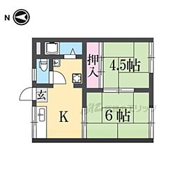 境ハイツ 1階2DKの間取り