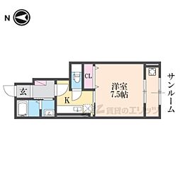 セイバリーレジデンス 1階1Kの間取り