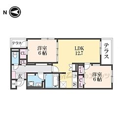 コンコルディア 1階2LDKの間取り