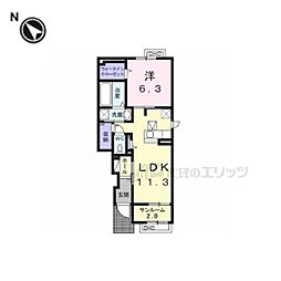 メゾン・シャトンI 1階1LDKの間取り