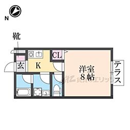 ロックポイントVI 1階1Kの間取り