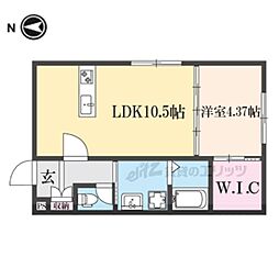 グラシエ土師　サウス 202 2階1LDKの間取り