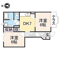 JR舞鶴線 西舞鶴駅 徒歩19分の賃貸アパート 1階2DKの間取り