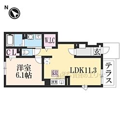 クレインコート 1階1LDKの間取り