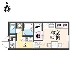 レオパレスGS1 1階1Kの間取り