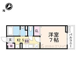 グランシャリオジュモー 1Kの間取図画像