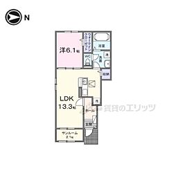 カレント綾部 1LDKの間取図画像