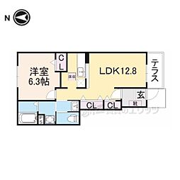 オベルジュ鶴 1LDKの間取図画像