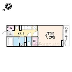 グランシャリオジュモー 1Kの間取図画像