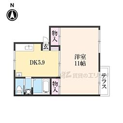 プレジール志楽 1DKの間取図画像
