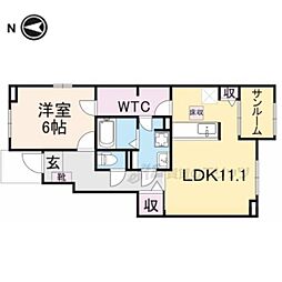 サンリット梶原1 1LDKの間取図画像