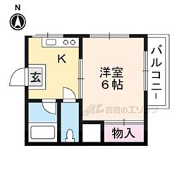 小山西コーポ 1Kの間取図画像