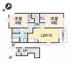 アヴァンティ黒井2 2LDKの間取図画像