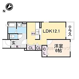 アルメールC 1LDKの間取図画像