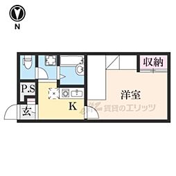 駅北ISA 1Kの間取図画像