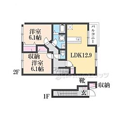 メゾンパストラルA 2LDKの間取図画像