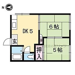 パークハイツ天道田 2Kの間取図画像