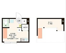 都営大江戸線 新江古田駅 徒歩10分の賃貸アパート 1階ワンルームの間取り