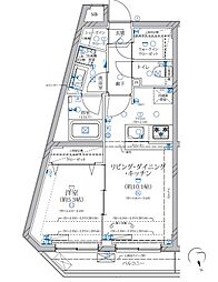 都営大江戸線 新江古田駅 徒歩12分の賃貸マンション 2階1LDKの間取り