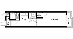 都営大江戸線 新江古田駅 徒歩6分の賃貸マンション 2階1Kの間取り