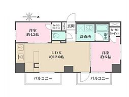 プライムアーバン西日暮里フロント 11階2LDKの間取り